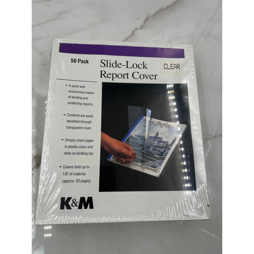Slide Lock Report Covers 11x8 5 K&M 50 Pack Clear Binding Bars Included